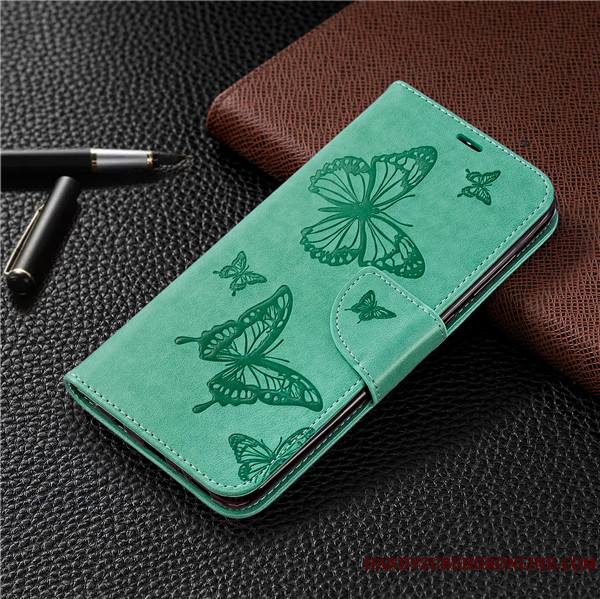 Redmi Note 6 Pro Étui En Cuir Tendance Coque De Téléphone Luxe Vert Clamshell Papillon