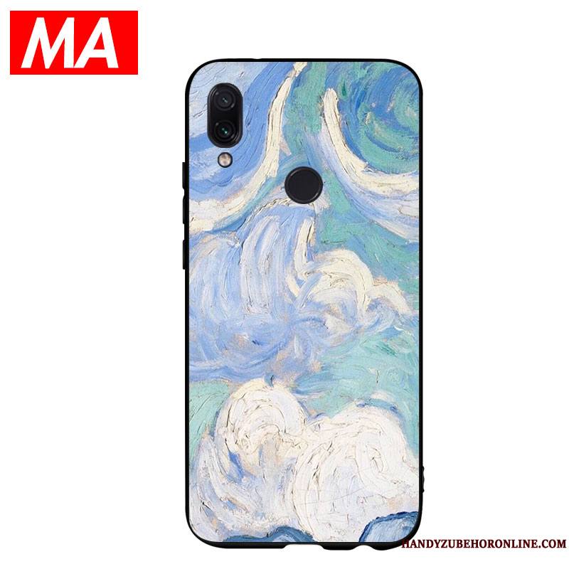 Redmi Note 7 Bleu Rouge Abstrait Coque De Téléphone Fluide Doux Haute Silicone