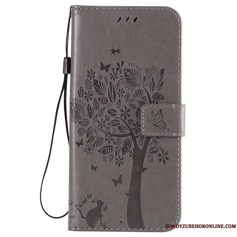 Redmi Note 7 Coque Arbres Chat Fluide Doux Housse Or Petit Protection