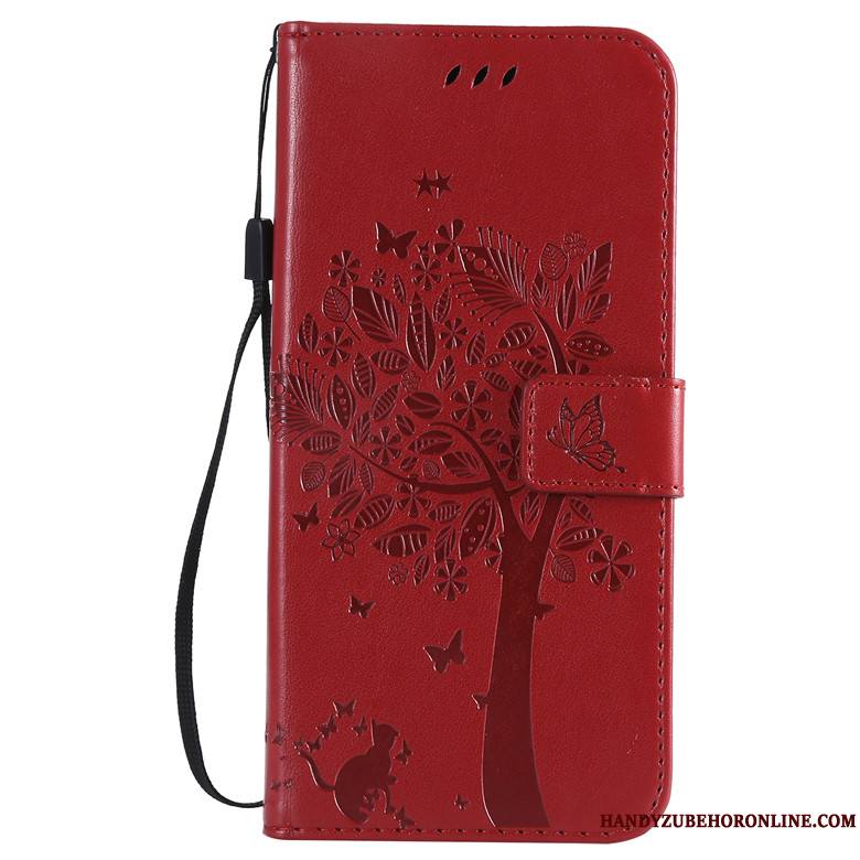 Redmi Note 7 Coque Arbres Chat Fluide Doux Housse Or Petit Protection