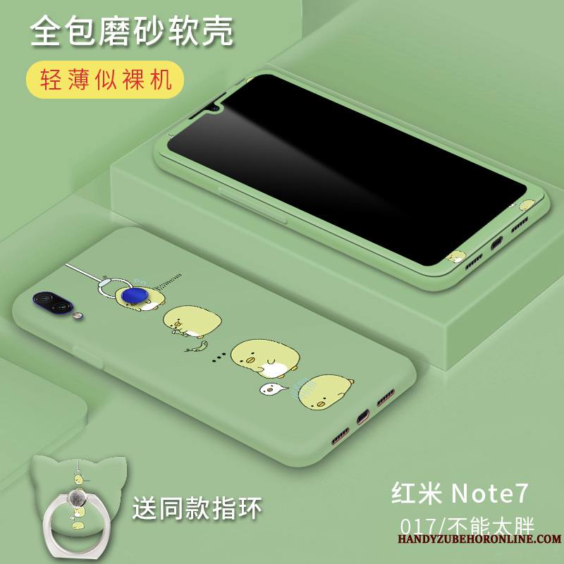 Redmi Note 7 Coque De Téléphone Vent Délavé En Daim Vert Petit Rouge