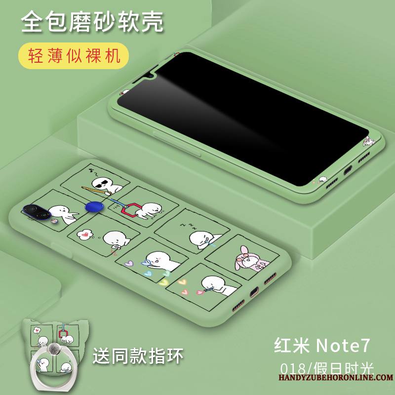 Redmi Note 7 Coque De Téléphone Vent Délavé En Daim Vert Petit Rouge