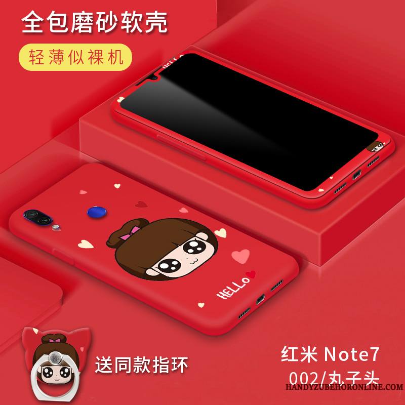 Redmi Note 7 Coque De Téléphone Vent Délavé En Daim Vert Petit Rouge