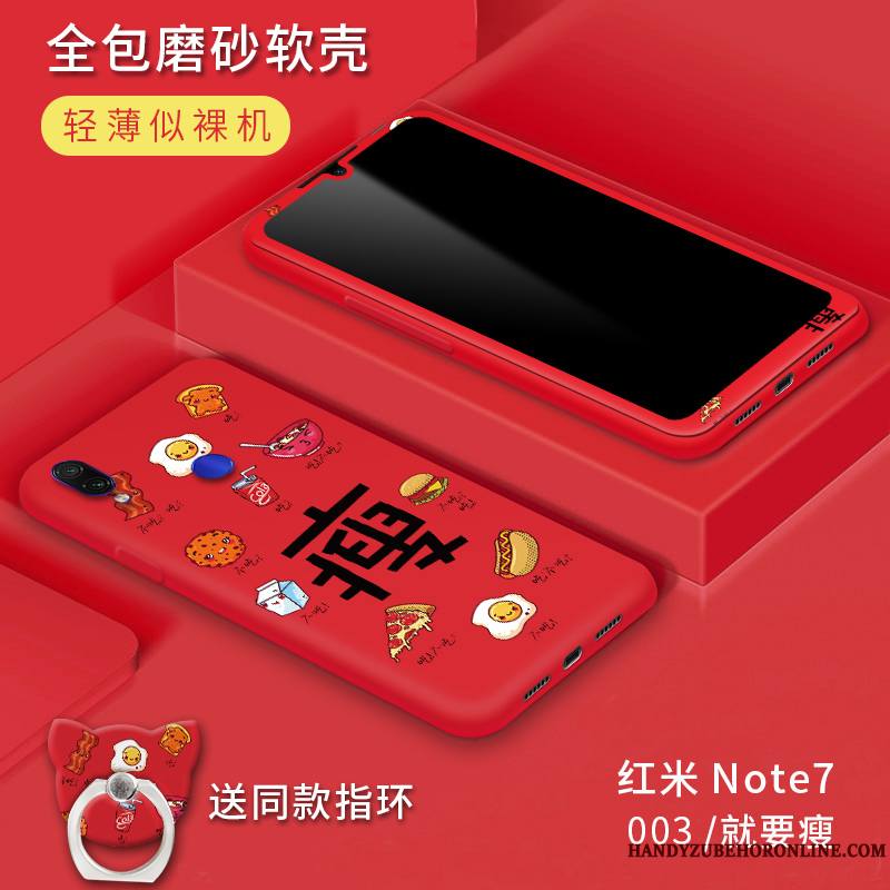 Redmi Note 7 Coque De Téléphone Vent Délavé En Daim Vert Petit Rouge