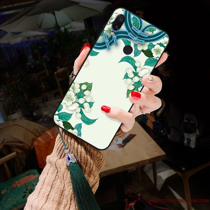 Redmi Note 7 Coque Haute Classiques Fluide Doux Style Chinois Pivoine Protection Vert