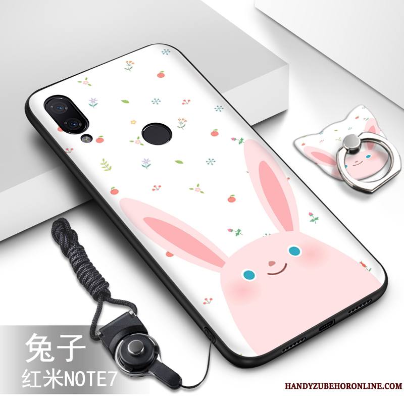 Redmi Note 7 Coque Net Rouge Dessin Animé Peinture Ornements Suspendus Bleu Étui Silicone