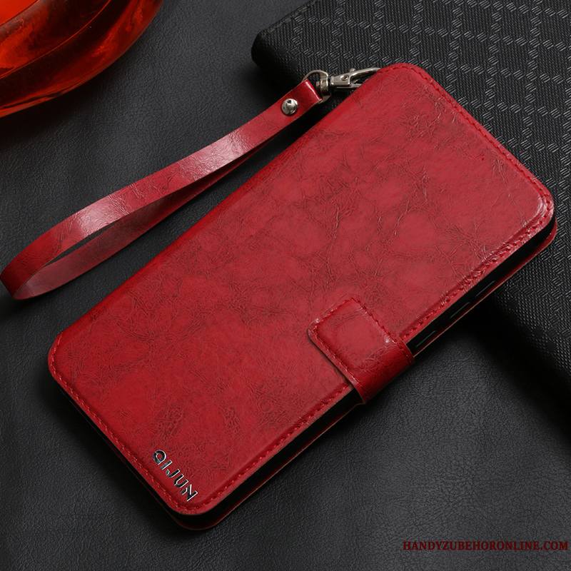 Redmi Note 7 Coque Étui En Cuir Jaune Rouge Incassable Clamshell Fluide Doux Tout Compris