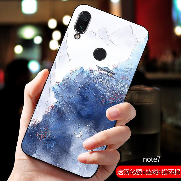 Redmi Note 7 Net Rouge Coque De Téléphone Personnalité Nouveau Petit Bleu Fluide Doux