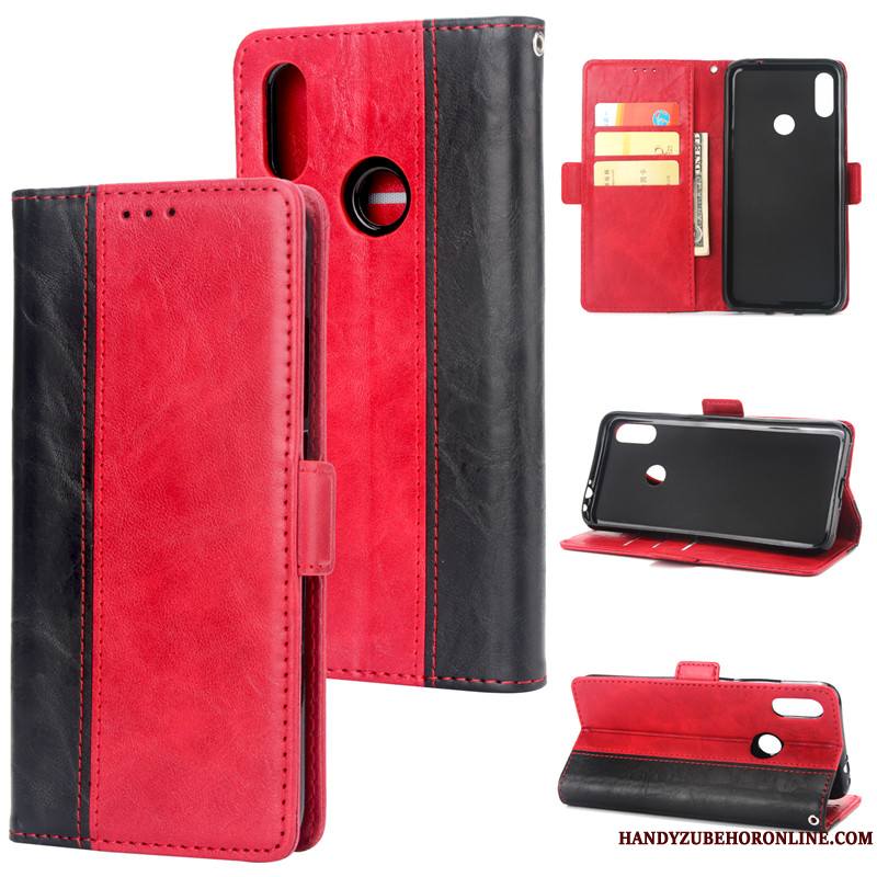 Redmi Note 7 Petit Étui En Cuir Rouge Coque De Téléphone Personnalité Silicone Portefeuille