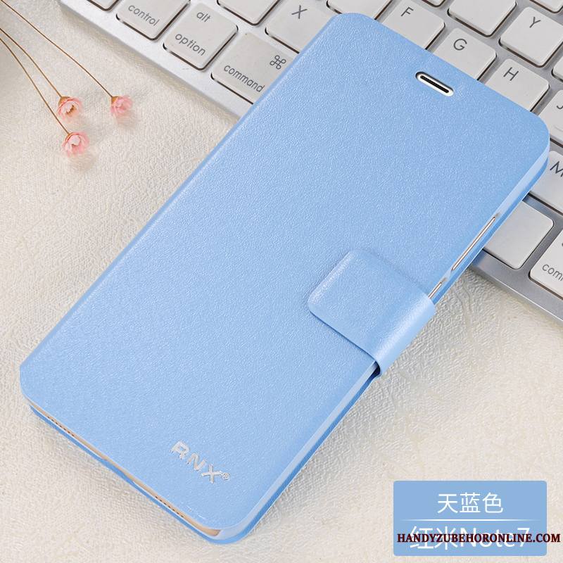 Redmi Note 7 Étui En Cuir Protection Coque De Téléphone Housse Fluide Doux Bleu Délavé En Daim