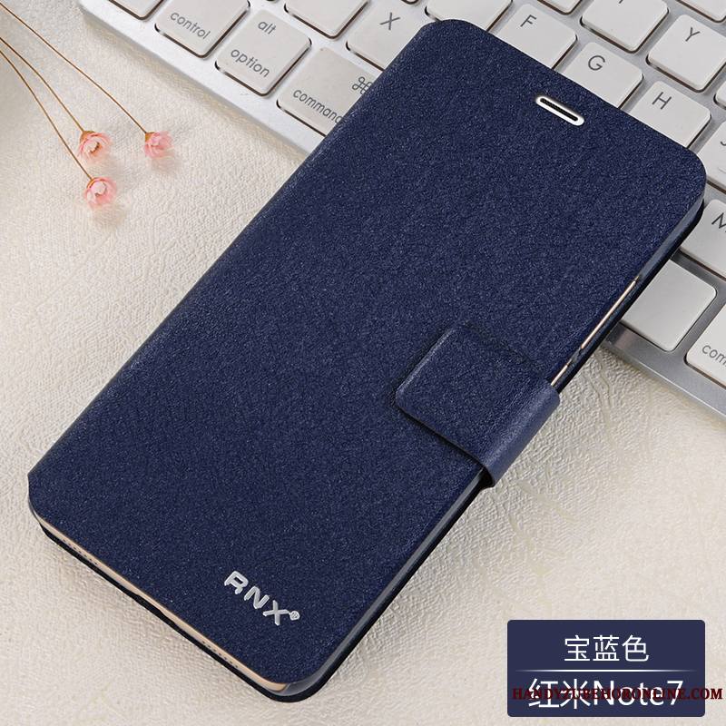 Redmi Note 7 Étui En Cuir Protection Coque De Téléphone Housse Fluide Doux Bleu Délavé En Daim