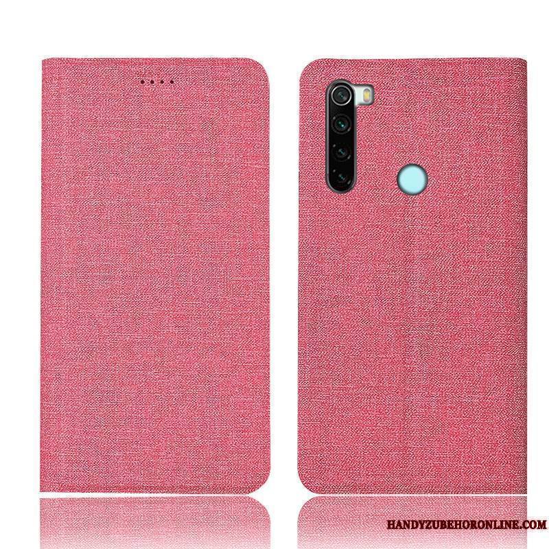 Redmi Note 8 Pro Coque Bleu Petit Étui En Cuir Protection Housse Lin Tout Compris