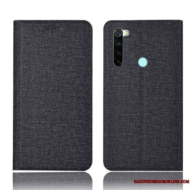 Redmi Note 8 Pro Coque Bleu Petit Étui En Cuir Protection Housse Lin Tout Compris