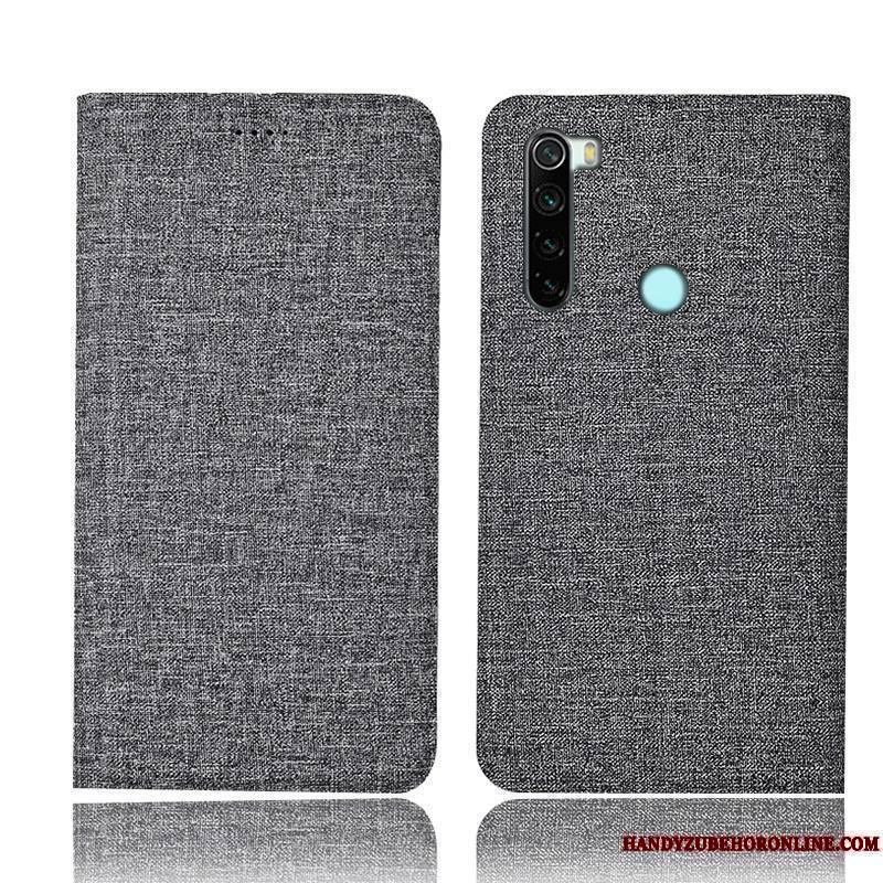 Redmi Note 8 Pro Coque Bleu Petit Étui En Cuir Protection Housse Lin Tout Compris