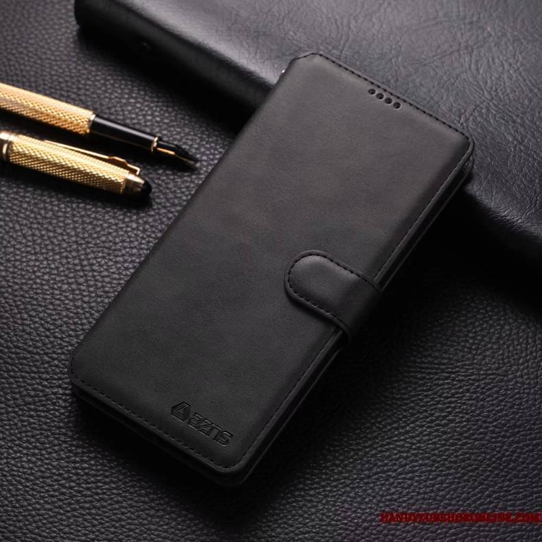 Redmi Note 8 Pro Coque Clamshell Étui En Cuir Protection Petit Rouge De Téléphone