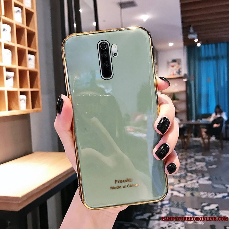 Redmi Note 8 Pro Coque Couleur Unie Bovins Fluide Doux Vert Tempérer Placage Vert Foncé