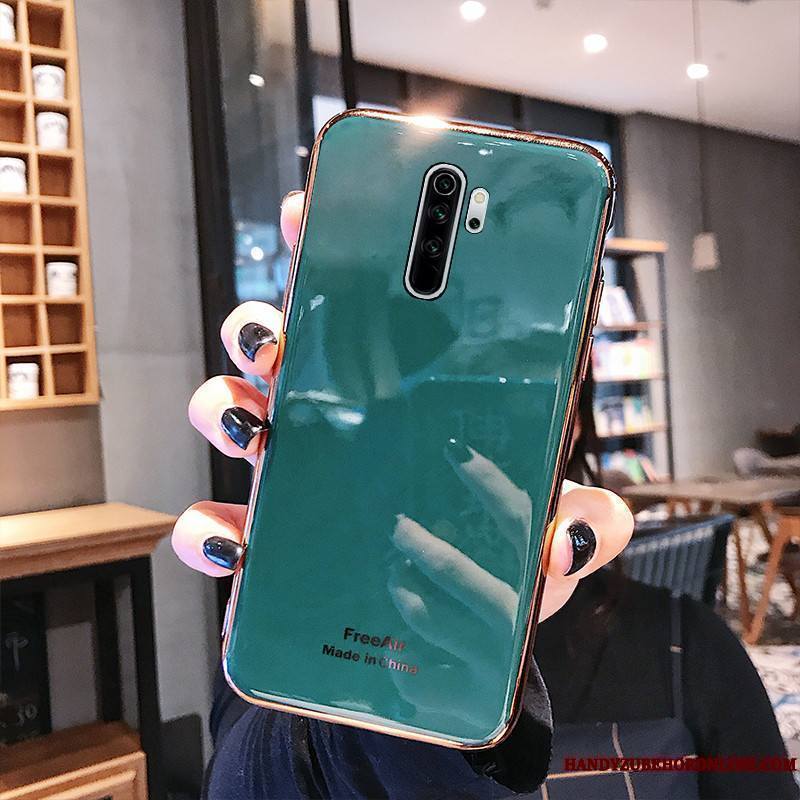 Redmi Note 8 Pro Coque Couleur Unie Bovins Fluide Doux Vert Tempérer Placage Vert Foncé