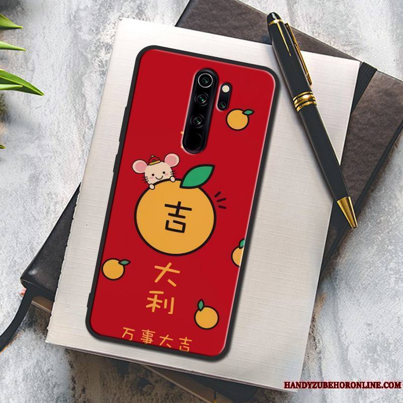 Redmi Note 8 Pro Coque Rouge Richesse Incassable Protection Fluide Doux Peinture Étui