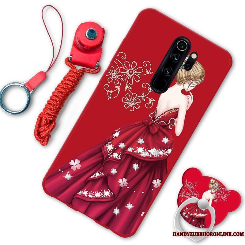 Redmi Note 8 Pro Dessin Animé Coque De Téléphone Support Amoureux Rouge Incassable Ornements Suspendus