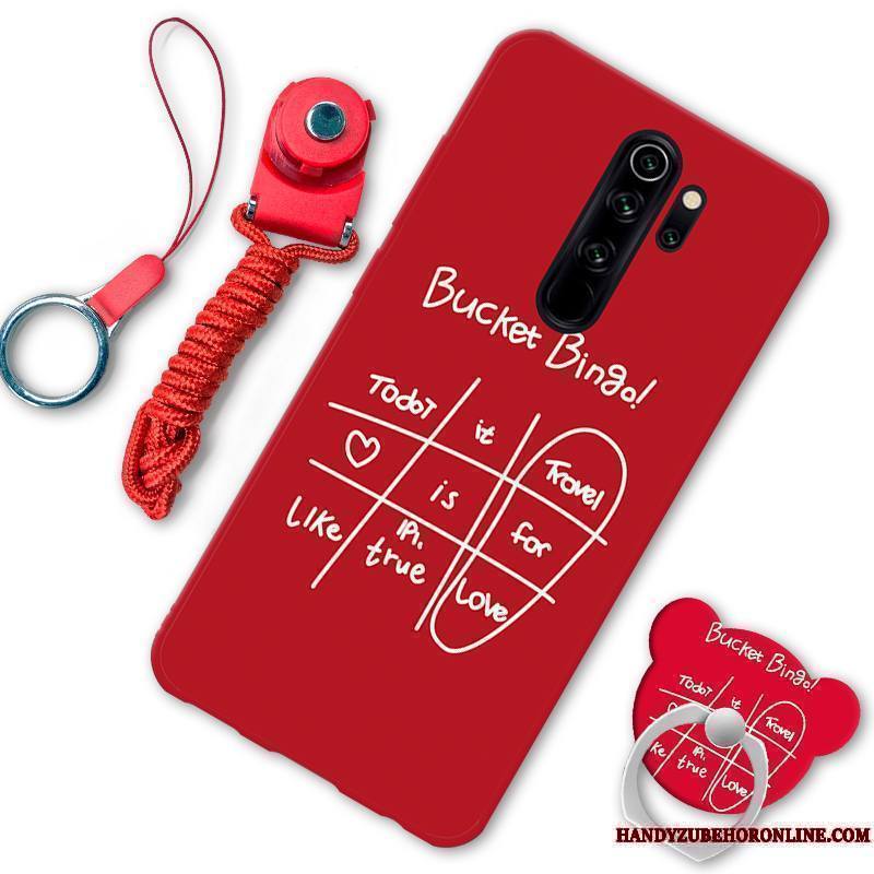 Redmi Note 8 Pro Dessin Animé Coque De Téléphone Support Amoureux Rouge Incassable Ornements Suspendus