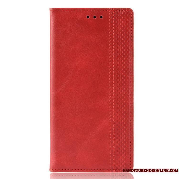 Redmi Note 8 Pro Petit Bovins Noir Rouge Cuir Magnétisme Coque De Téléphone