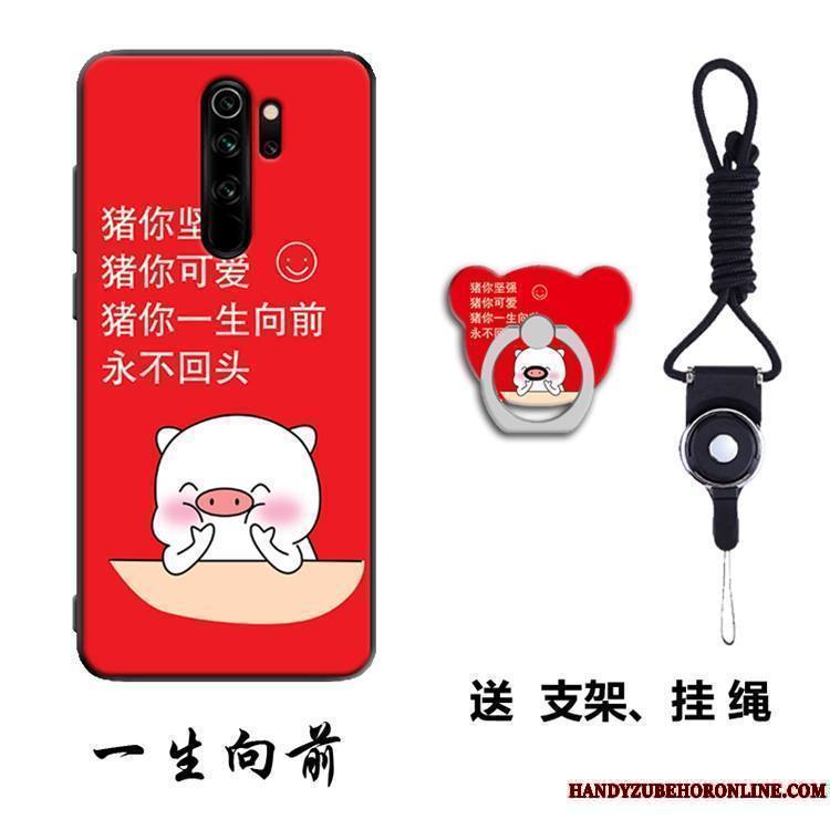 Redmi Note 8 Pro Support Fluide Doux Ornements Suspendus Personnalité Rouge Coque De Téléphone Petit