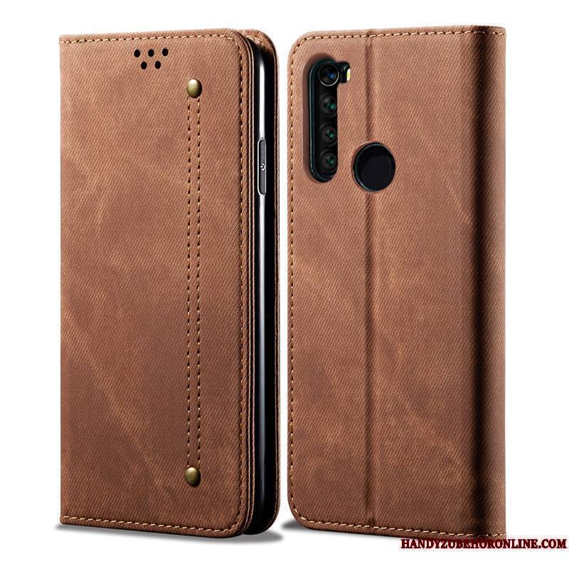 Redmi Note 8t Incassable Étui En Cuir Rouge Coque De Téléphone Mode Business Protection