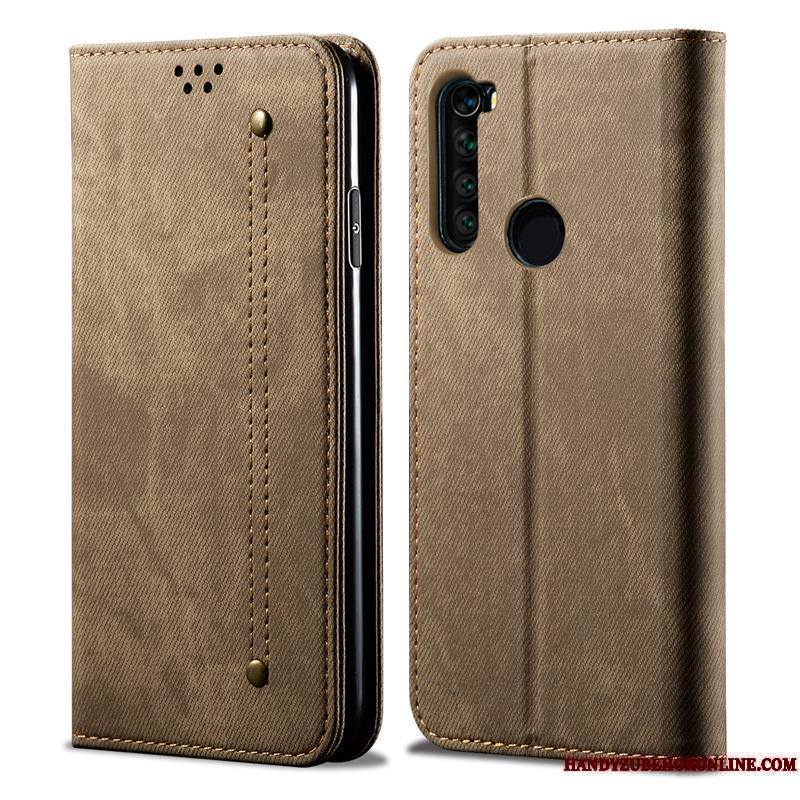 Redmi Note 8t Incassable Étui En Cuir Rouge Coque De Téléphone Mode Business Protection