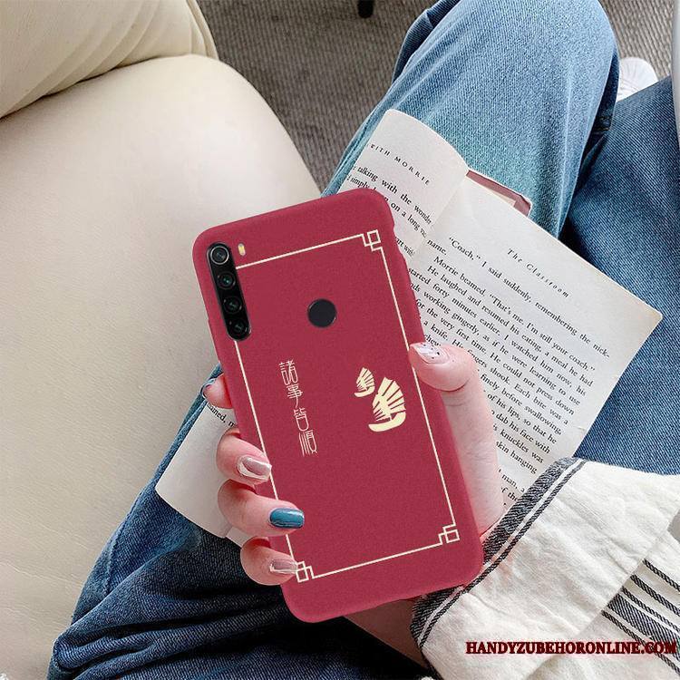 Redmi Note 8t Membrane Très Mince Fluide Doux Coque Ornements Suspendus Rouge De Fête