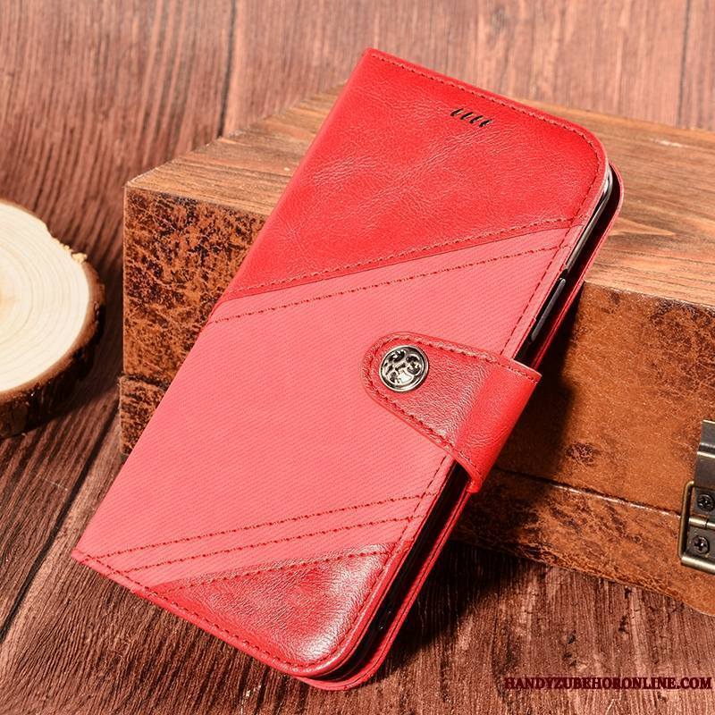 Redmi Note 8t Support Carte Coque Vent Rouge Housse Étui En Cuir