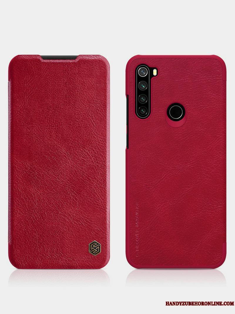 Redmi Note 8t Étui Étui En Cuir Rouge Protection Coque De Téléphone Clamshell Business