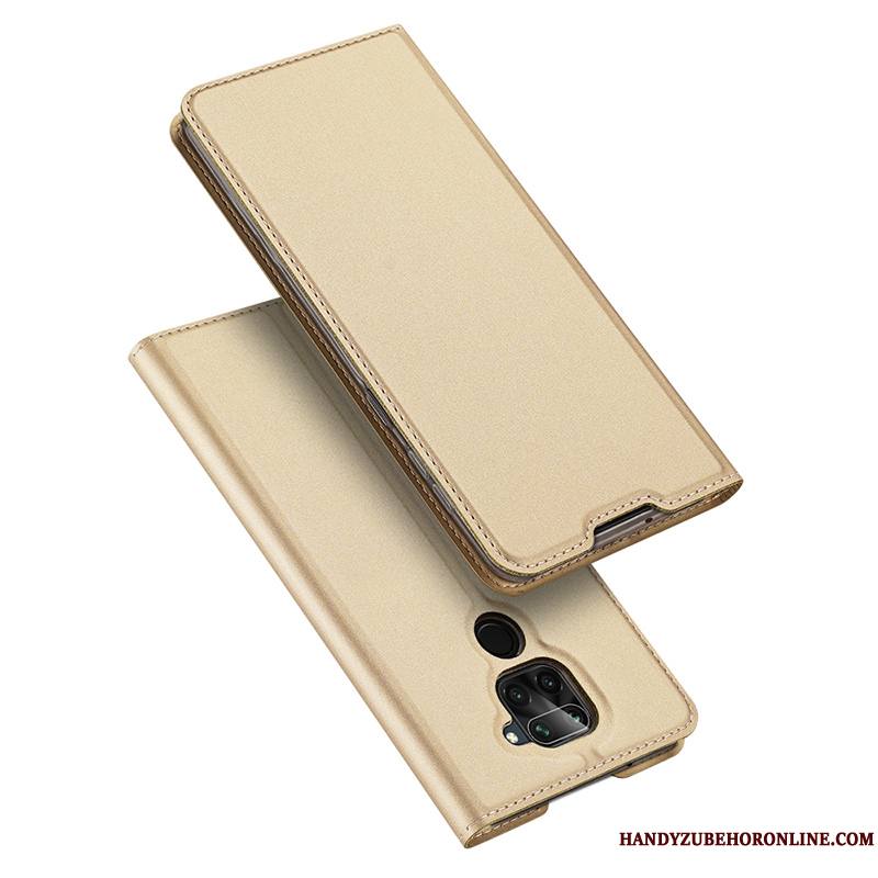 Redmi Note 9 Magnétisme Étui En Cuir Coque De Téléphone Rouge Clamshell Rose Très Mince