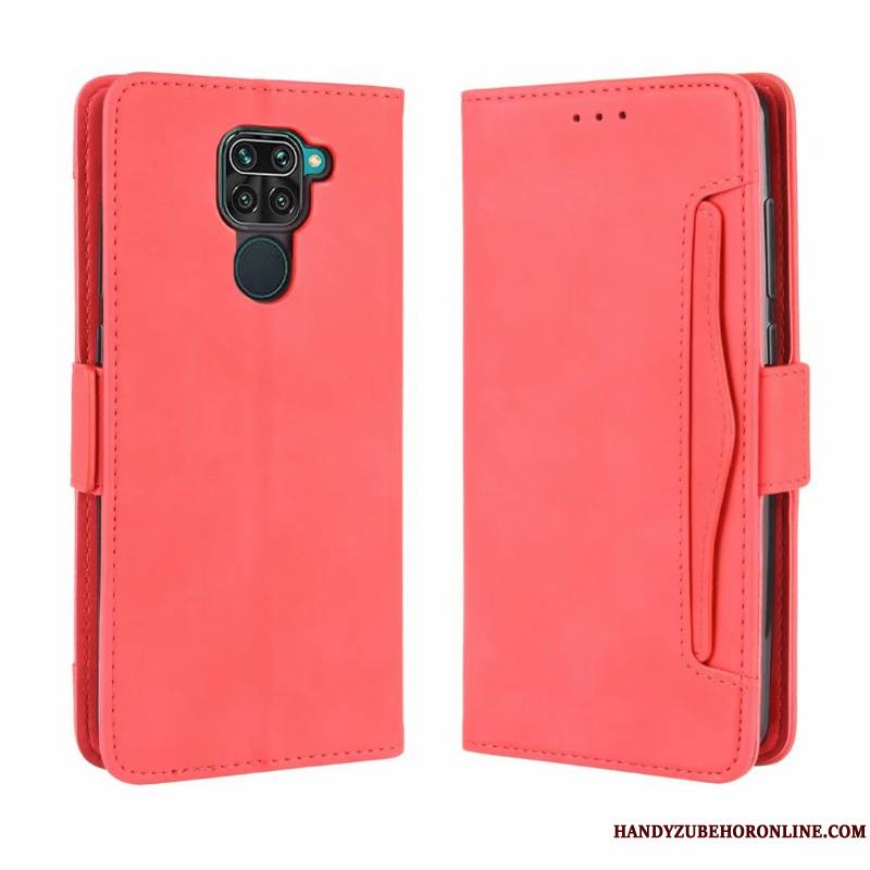 Redmi Note 9 Portefeuille Étui En Cuir Rouge Housse Coque De Téléphone Rose Tout Compris