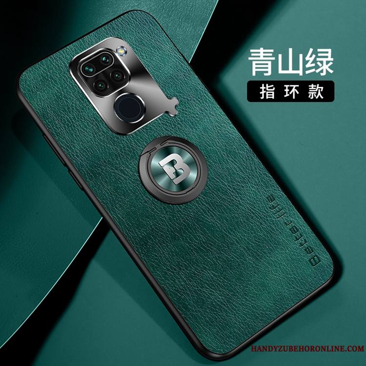 Redmi Note 9 Rouge Coque De Téléphone Business Étui En Cuir Métal Incassable Vert