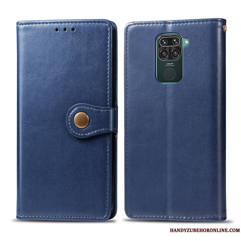 Redmi Note 9 Similicuir Housse Ornements Suspendus Business Coque De Téléphone Rouge Étui