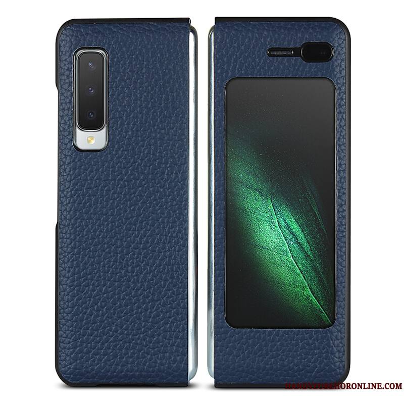 Samsung Fold Plier Cuir Véritable Étui Gris Incassable Étoile Coque De Téléphone