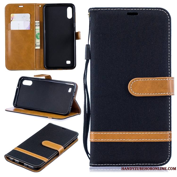 Samsung Galaxy A10 Coque De Téléphone En Denim Personnalité Créatif Étui En Cuir Fluide Doux Étoile