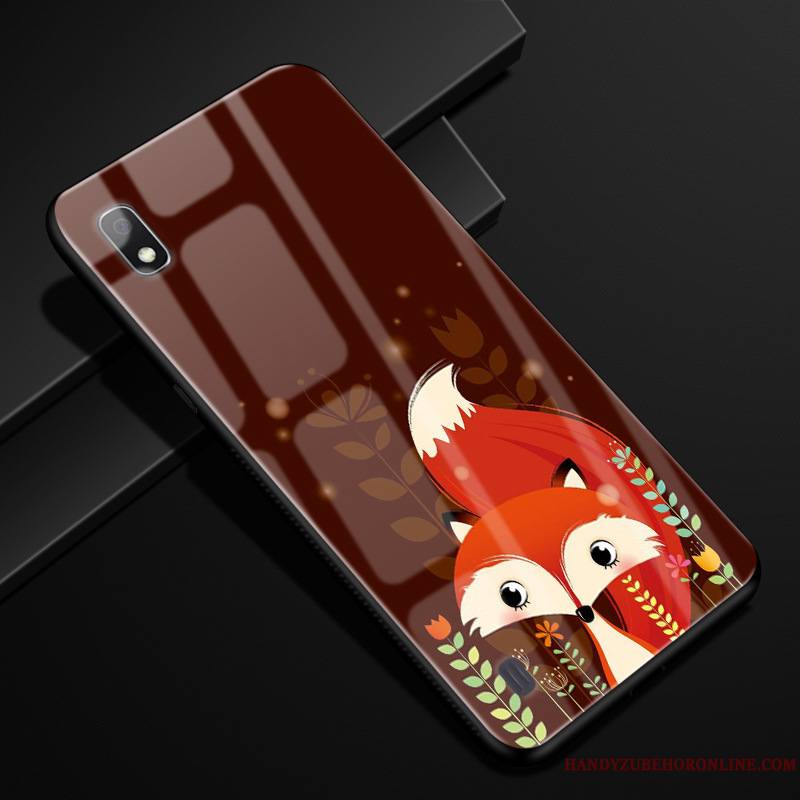 Samsung Galaxy A10 Marque De Tendance Protection Rouge Coque De Téléphone Étui Verre Dessin Animé