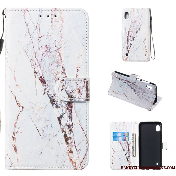 Samsung Galaxy A10 Étoile Étui En Cuir Blanc Housse Coque De Téléphone