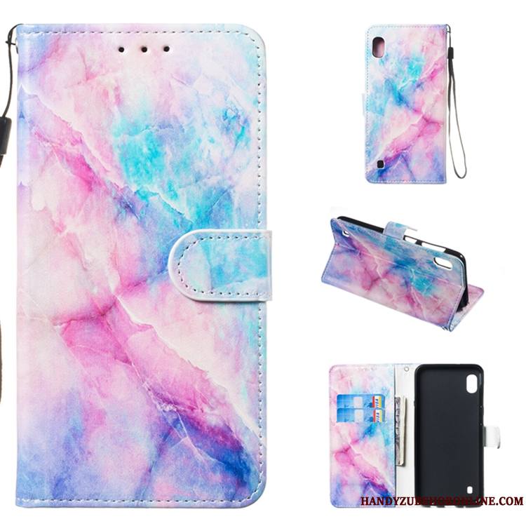 Samsung Galaxy A10 Étoile Étui En Cuir Blanc Housse Coque De Téléphone