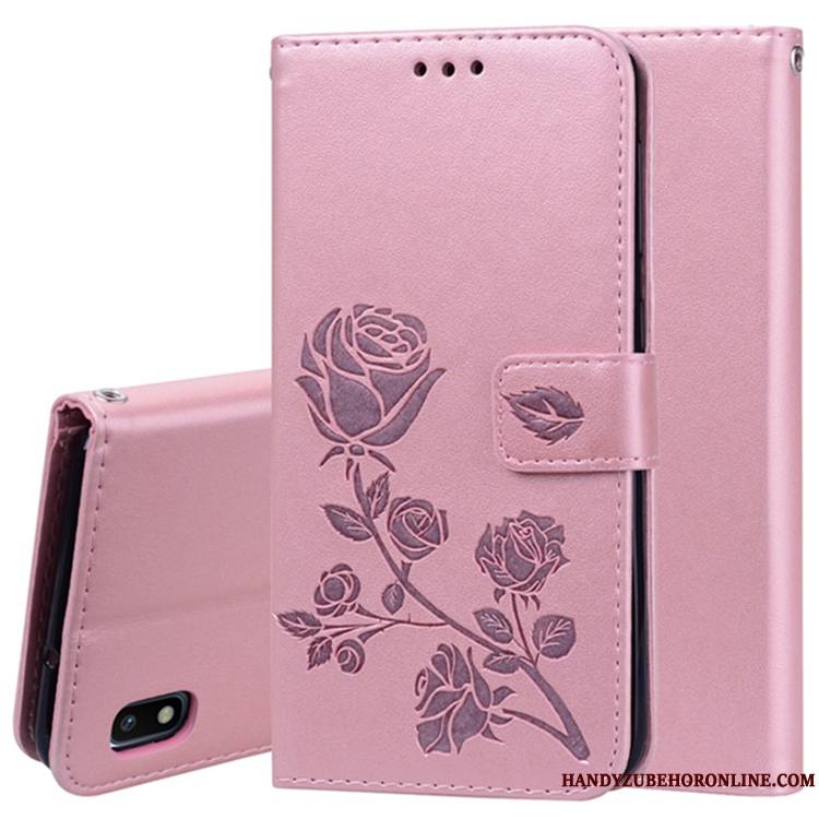 Samsung Galaxy A10 Étui En Cuir Coque Étoile Téléphone Portable Portefeuille Fluide Doux Rose