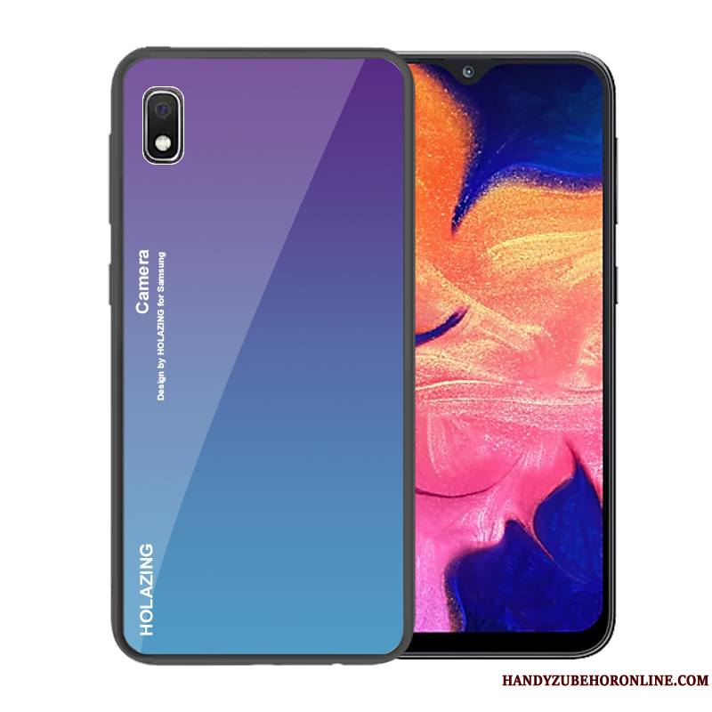 Samsung Galaxy A10 Étui Marque De Tendance Coque De Téléphone Dégradé Étoile Verre Bleu