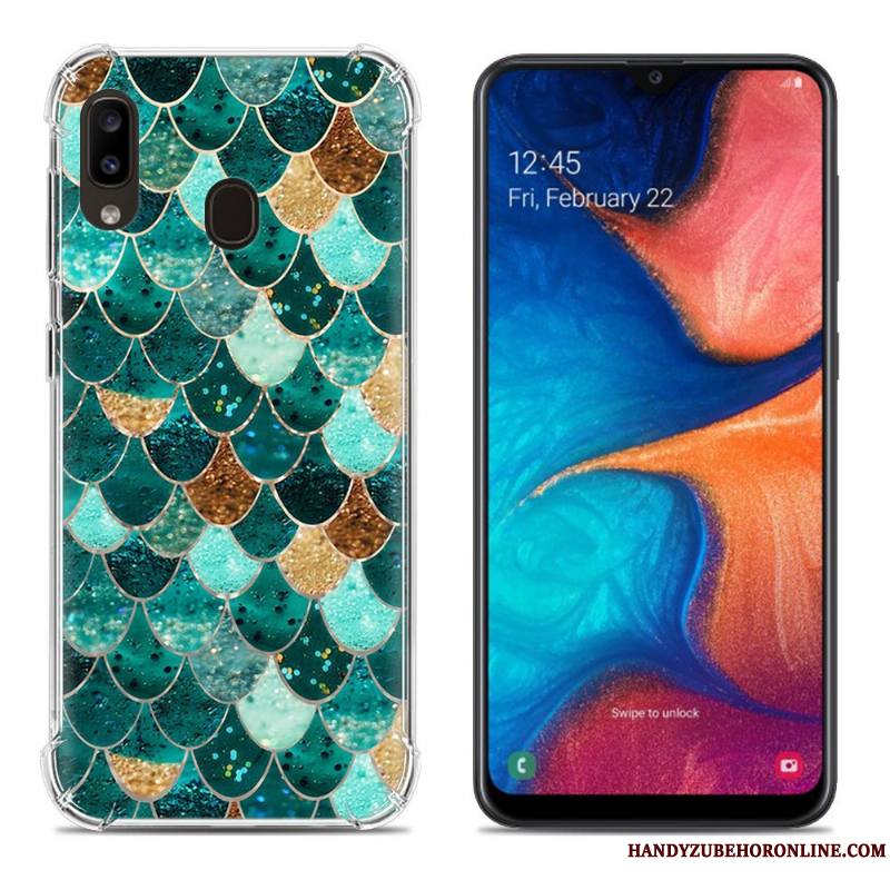 Samsung Galaxy A20e Coque Ballon Fluide Doux Multicolore Net Rouge Incassable Créatif Étoile