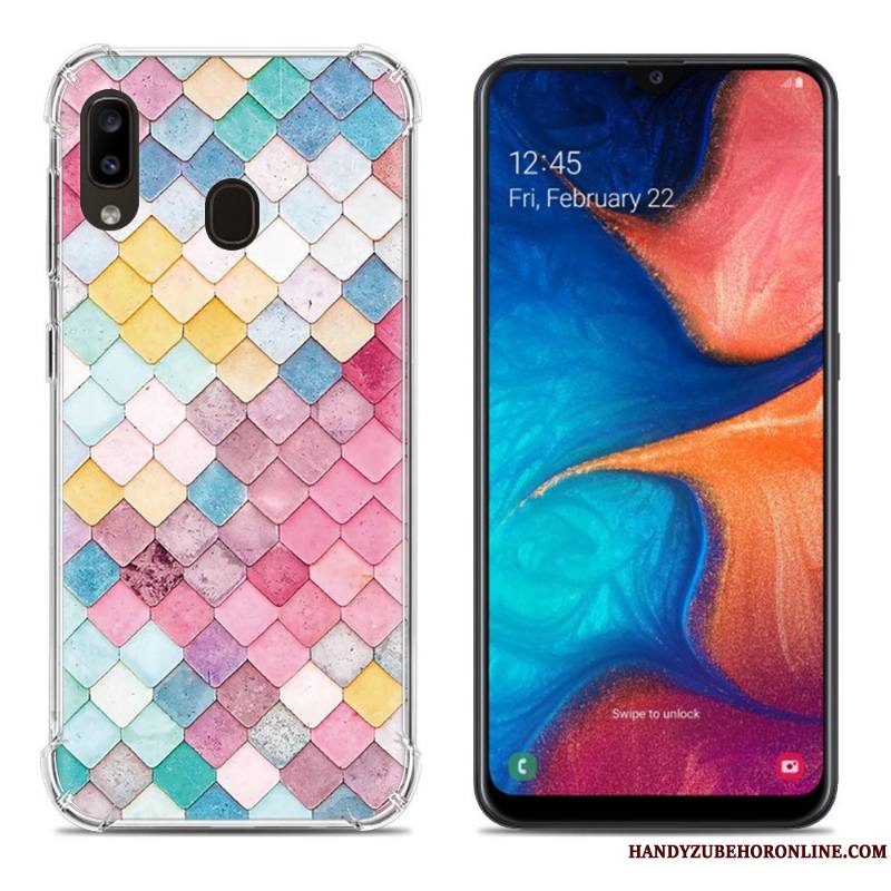 Samsung Galaxy A20e Coque Ballon Fluide Doux Multicolore Net Rouge Incassable Créatif Étoile