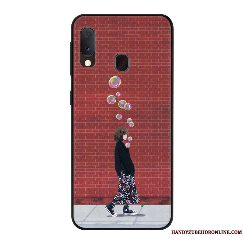 Samsung Galaxy A20e Dessin Animé Étui Rouge Yarn Protection Incassable Coque De Téléphone