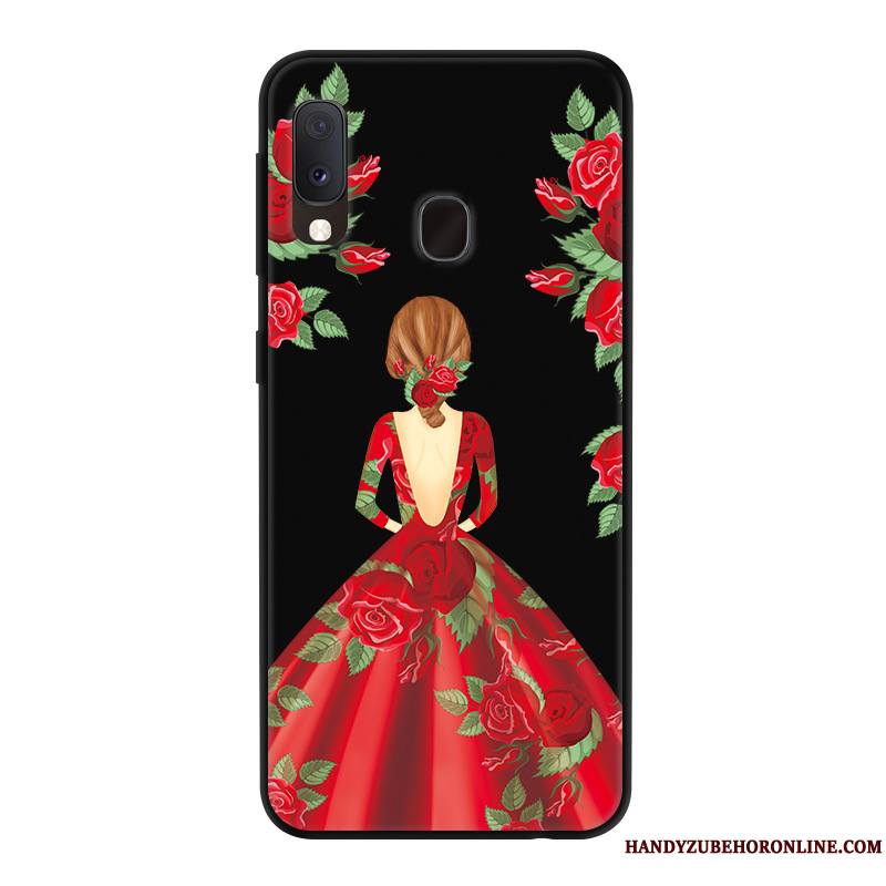 Samsung Galaxy A20e Dessin Animé Étui Rouge Yarn Protection Incassable Coque De Téléphone