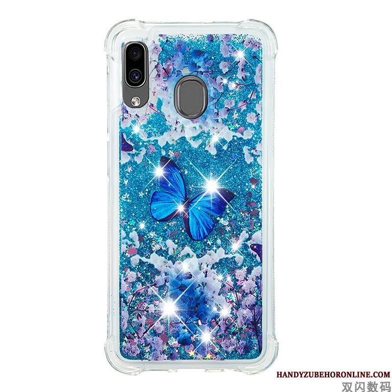 Samsung Galaxy A20e Silicone Protection Quicksand Fluide Doux Rose Étui Coque De Téléphone