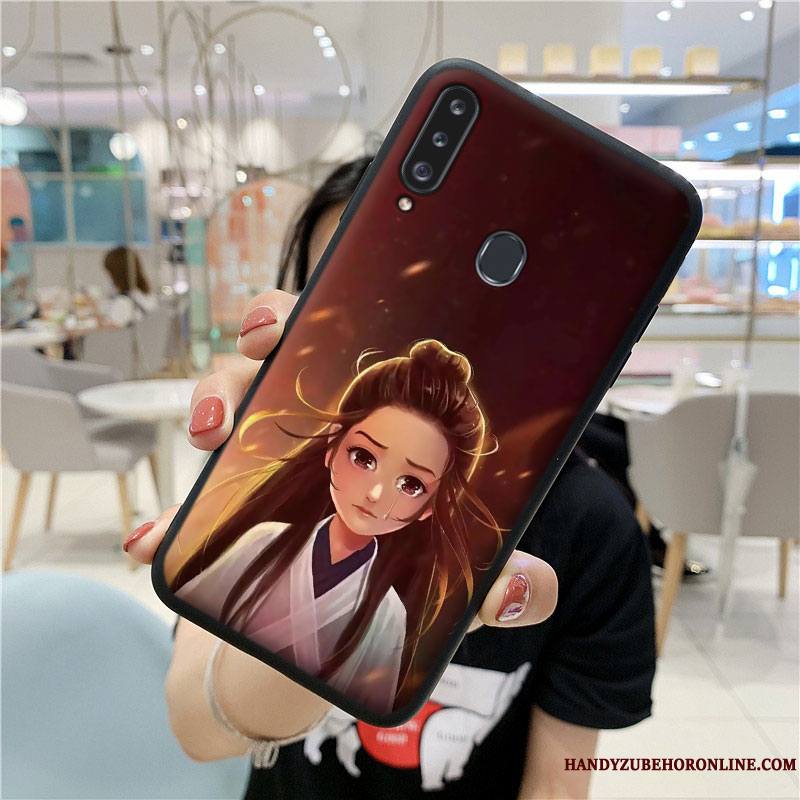 Samsung Galaxy A20s Coque Fluide Doux Violet Silicone Étoile Style Chinois Tout Compris Étui