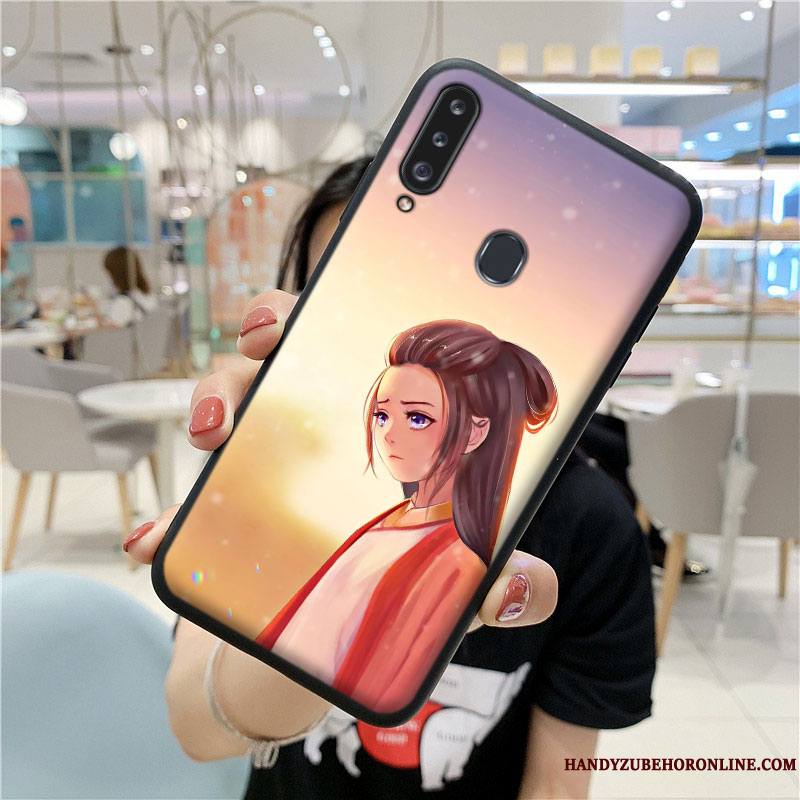 Samsung Galaxy A20s Coque Fluide Doux Violet Silicone Étoile Style Chinois Tout Compris Étui