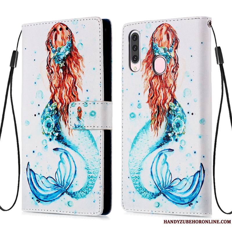 Samsung Galaxy A20s Coque Housse Étui En Cuir Fluide Doux Personnalité Étoile Bleu Carte